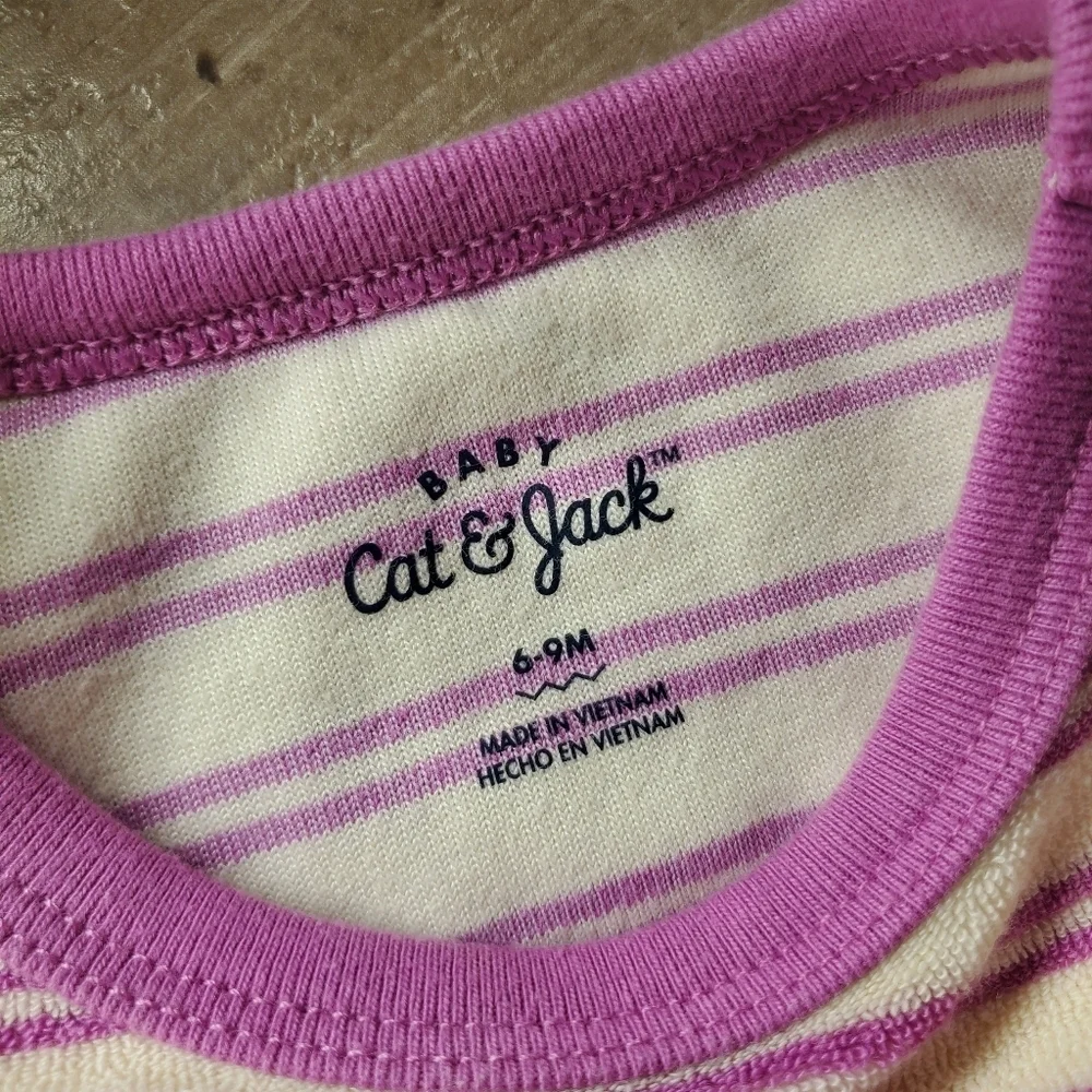 Cat & Jack Baby Girl 2pc Terry Tank Top & Shorts Set Purple & Cream Striped NWOT